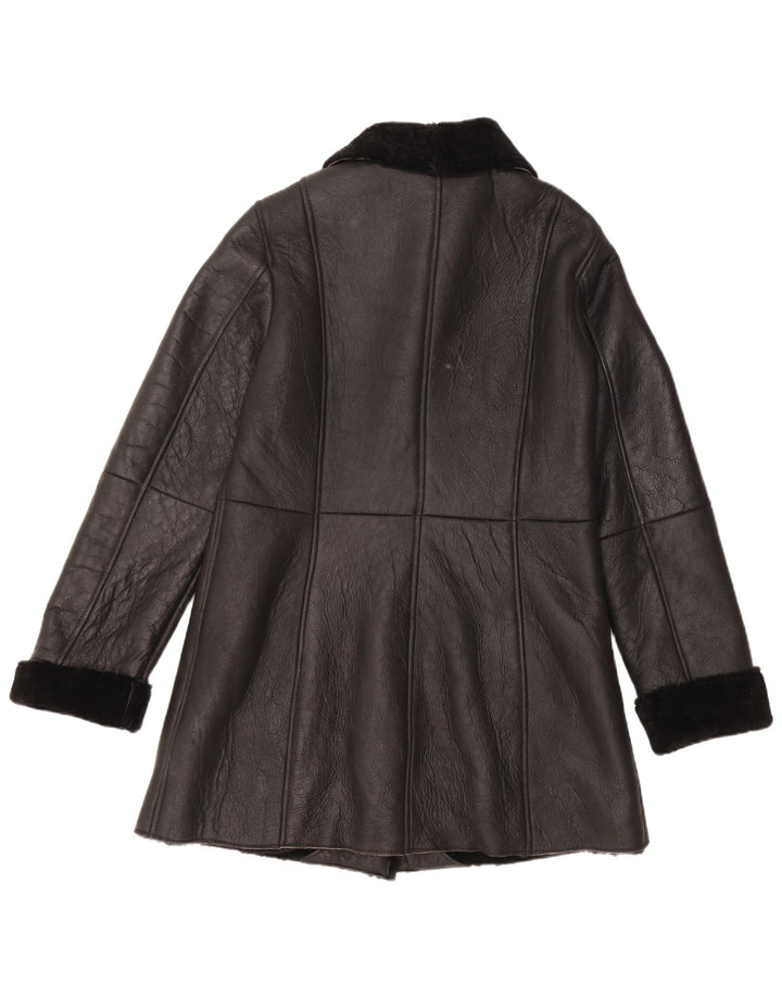 Palton vintage pentru femei din shearling EU 40 Medium Black Leather