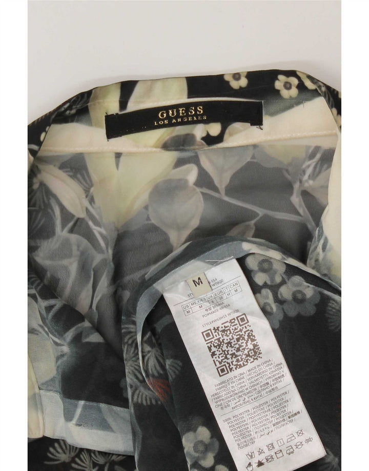 Bluză pentru femei Guess See Through Shirt UK 14 Medium Black Floral Poliester