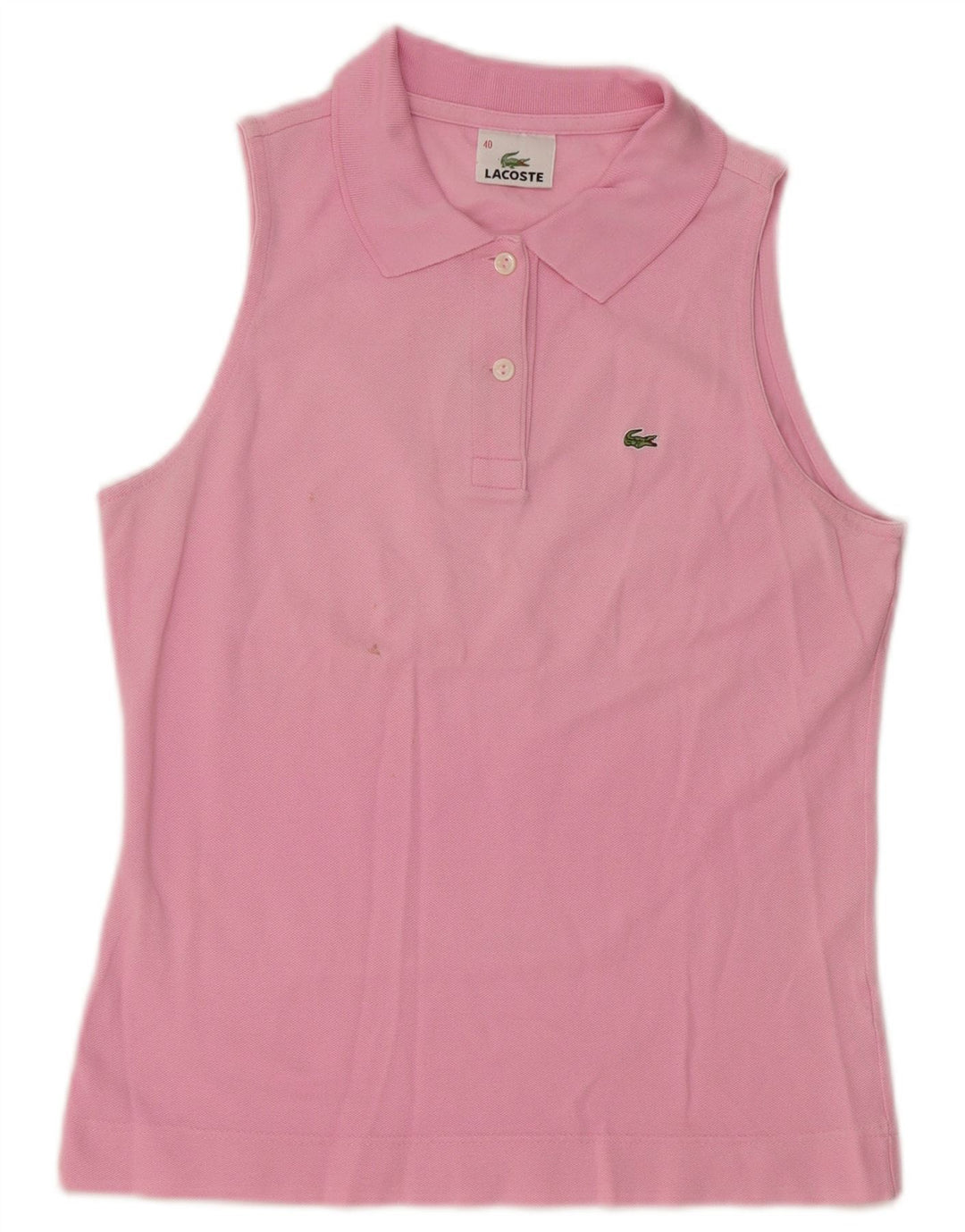 Tricou polo fără mâneci Lacoste pentru femei, mărimea 40, bumbac roz mediu