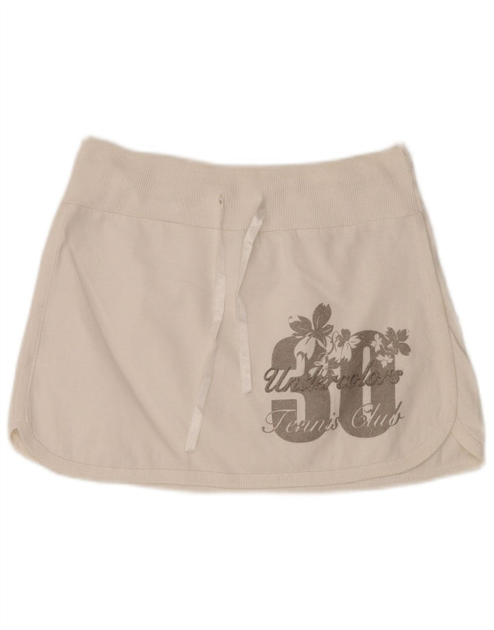 Fusta de tenis mini cu grafică pentru femei BENETTON UK 12 Medium White Floral