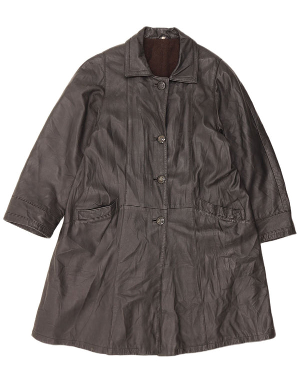 Palton de piele vintage pentru femei UK 16 mare negru