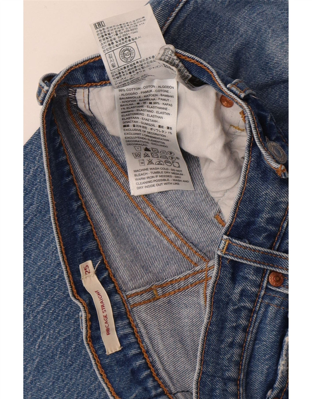 Blugi drepti pentru femei Levi's Ribcage W25 L27 Bumbac albastru
