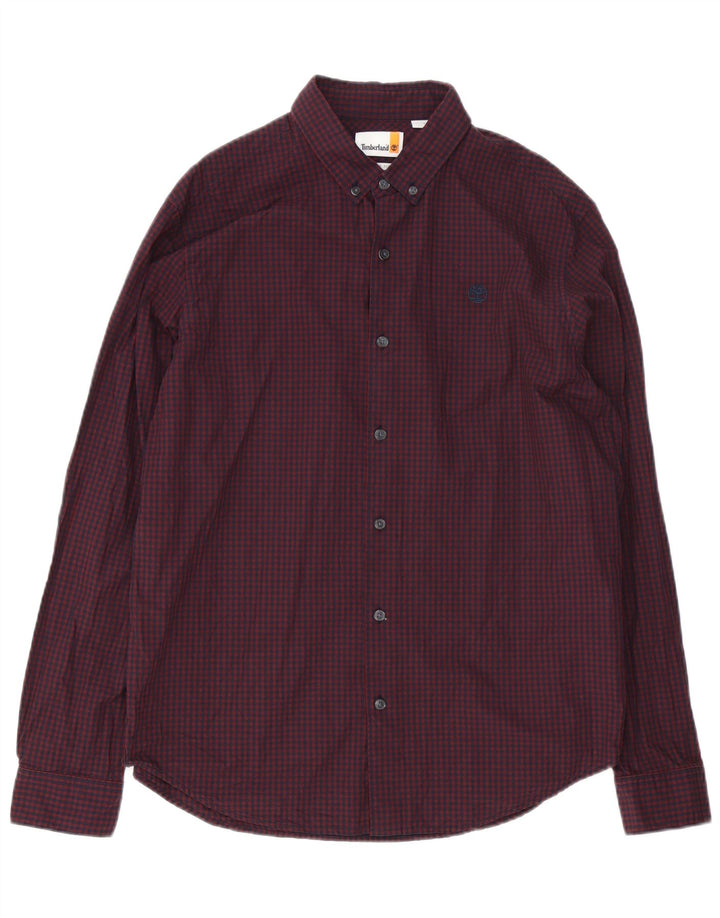 Cămașă Timberland Regular Fit pentru bărbați, din bumbac vichy burgundy