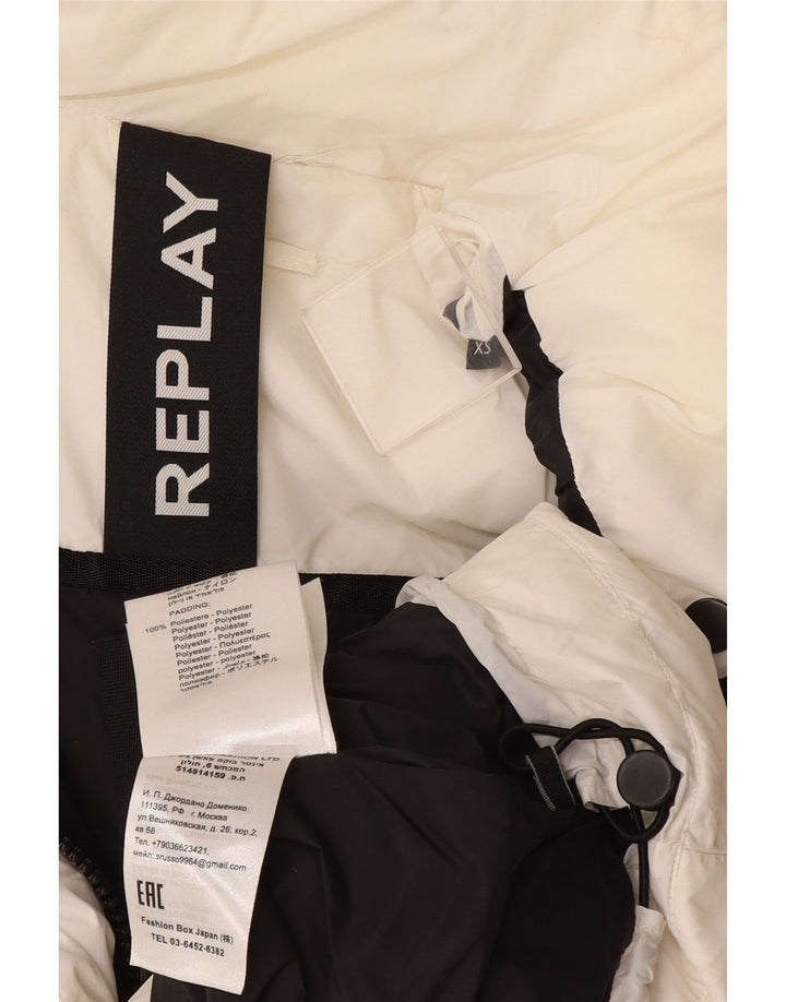 Jachetă căptușită supradimensionată pentru femei Replay, UK 6 XS, poliester alb