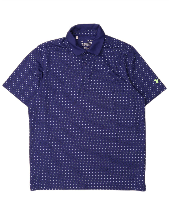 Tricou polo Under Armour Heat Gear pentru bărbați, poliester cu pete albastru mediu