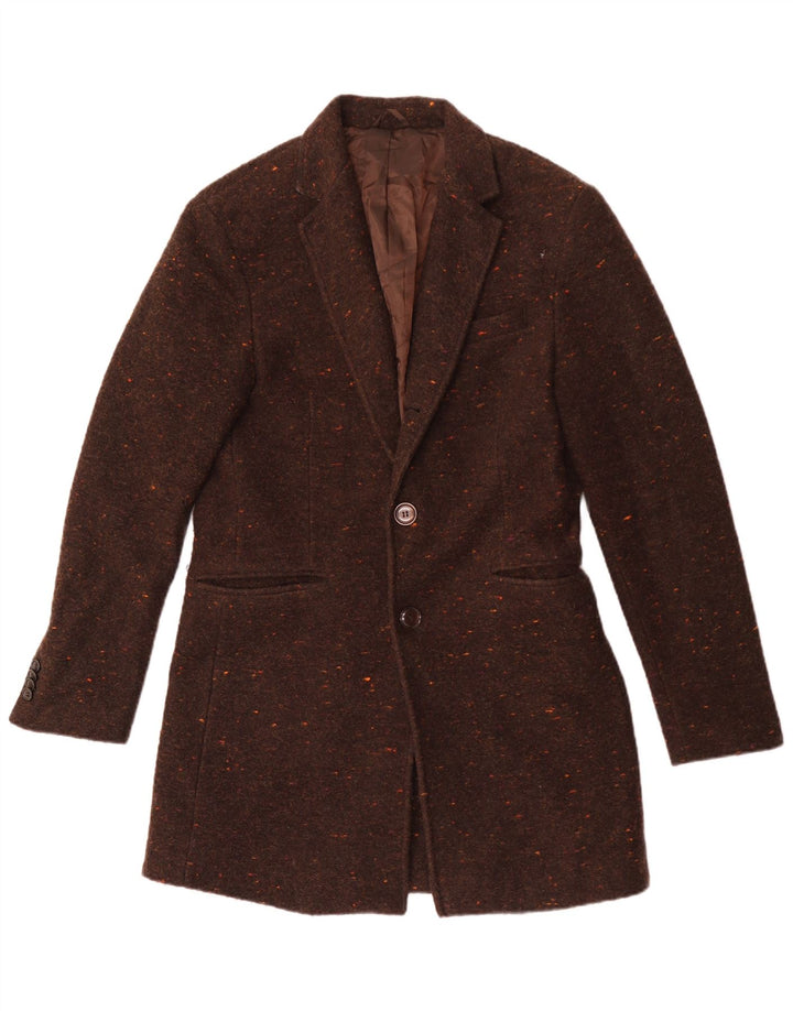 Blazer pentru bărbați Zara, cu 2 nasturi, UK 38, maro mediu, lână cu pete
