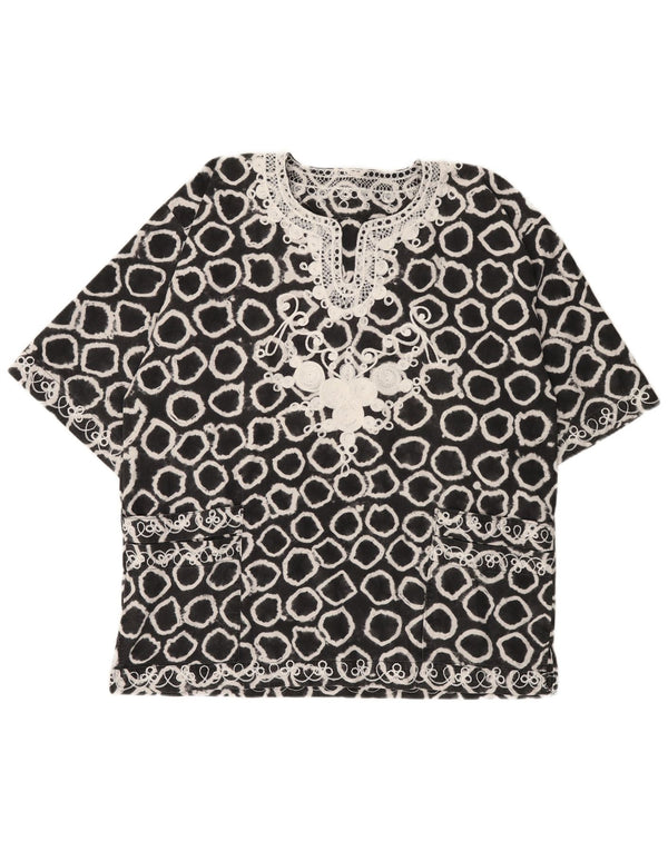 Bluză pentru femei VINTAGE, supradimensionată, cu model abstract, UK 18 XL Negru