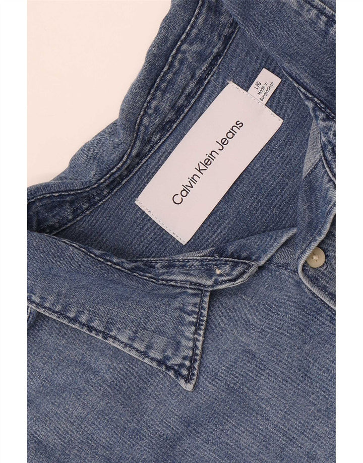 Cămașă de blugi pentru bărbați Calvin Klein Jeans, albastru mare