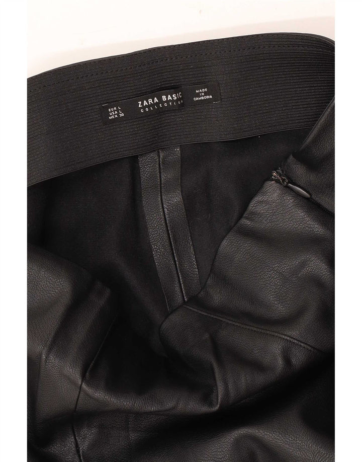 Pantaloni subțiri din piele pentru femei Zara L30 L27 Negru
