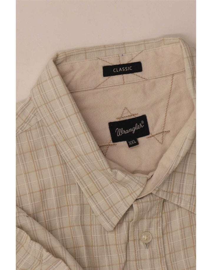 Cămașă clasică cu mânecă scurtă pentru bărbați Wrangler 2XL, bej, carouri