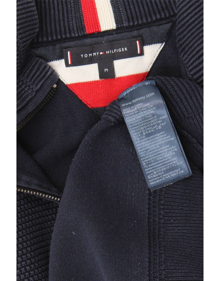 Pulover pentru bărbați Tommy Hilfiger, cu fermoar, cu gât, bumbac mediu albastru bleumarin