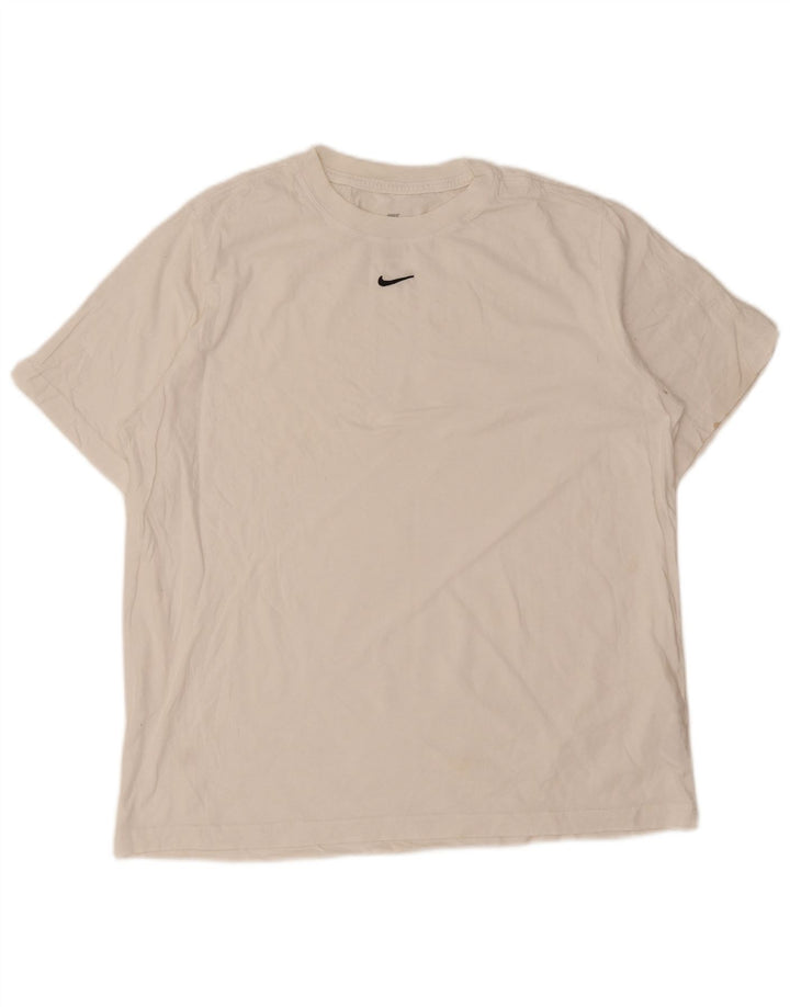 Tricou Nike pentru bărbați, cu croiala lejeră, top mediu din bumbac alb