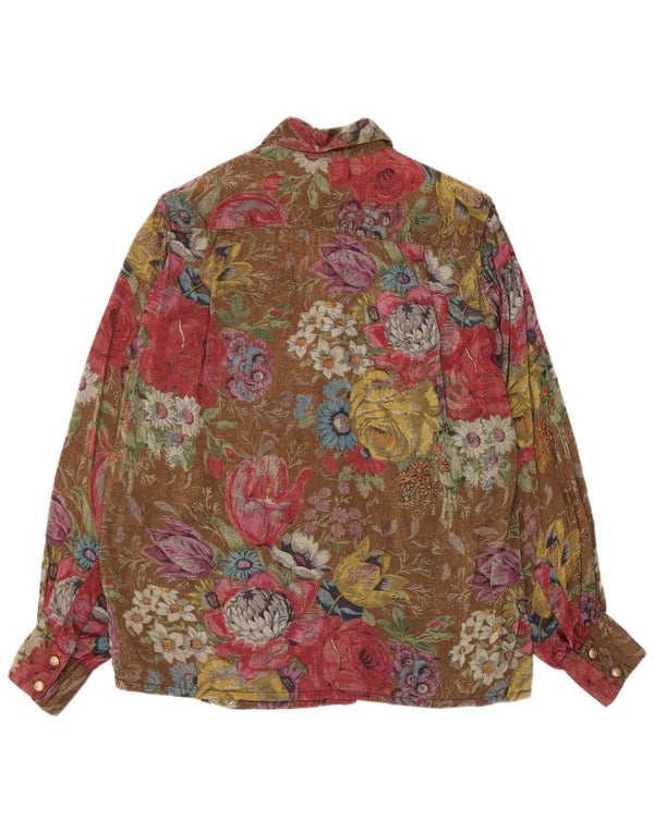 Bluză pentru femei vintage cămașă UK 12 Medium Multicolor Floral Viscose