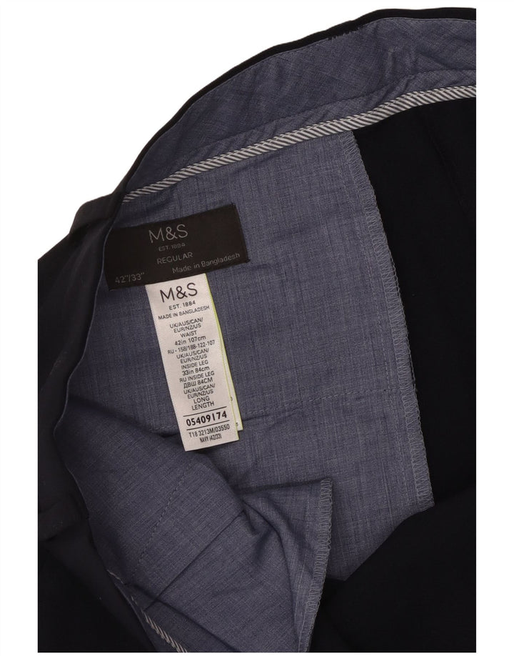 Pantaloni chino obișnuiți pentru bărbați Marks & Spencer L42 L30 poliester bleumarin