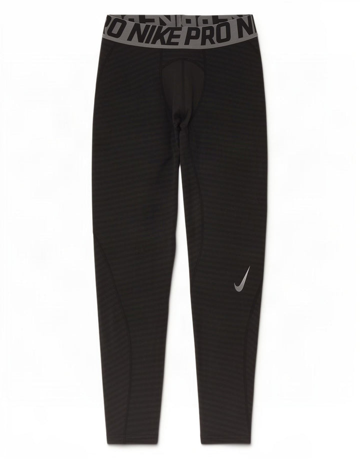 Leggings grafic Nike Dri Fit pentru bărbați, poliester cu dungi medii, negre