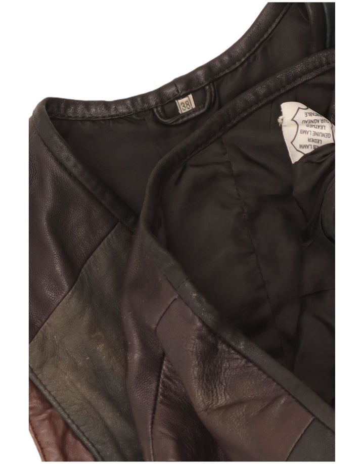 Vestă din piele vintage pentru femei IT 38 XS Piele mozaică neagră