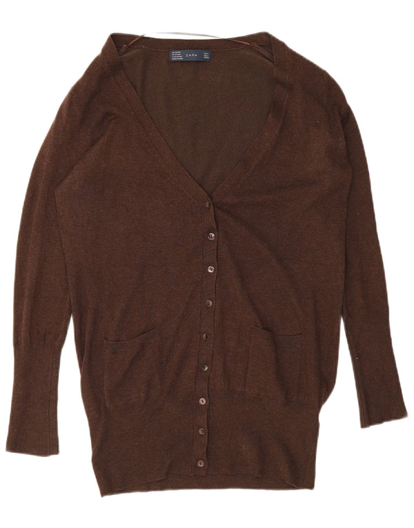 Pulover cardigan pentru femei Zara UK 14 mare, maro, raion