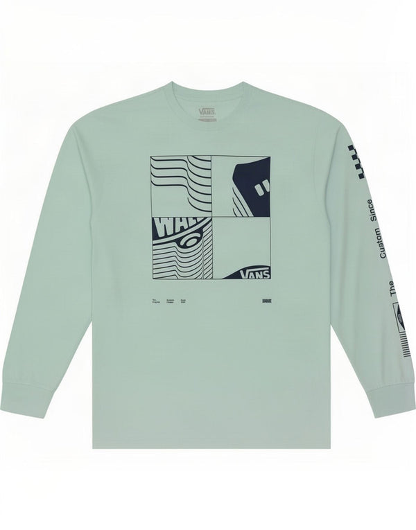 Vans Mens Classic Fit Graphic Top Manecă lungă Medium Turcoaz Bumbac