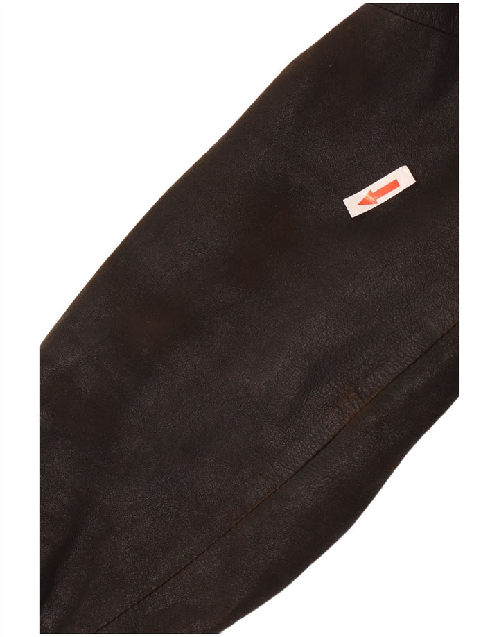 Jachetă vintage din piele cu 1 nasture pentru femei IT 42 Medium Black