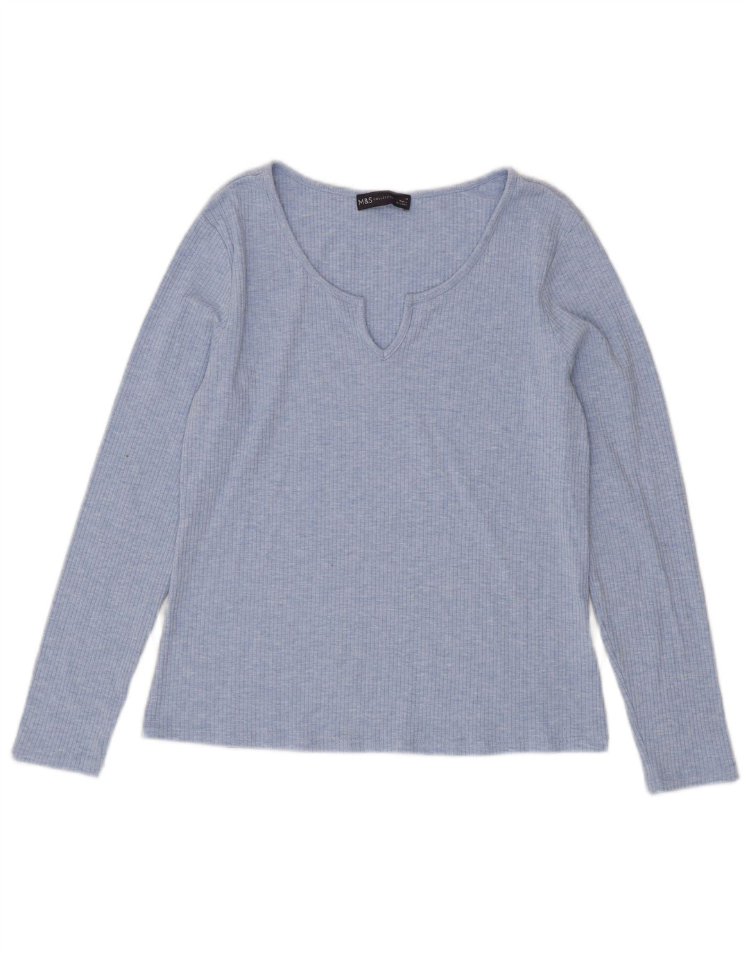 Top pentru femei Marks & Spencer cu mânecă lungă UK 14, mare, albastru, poliester