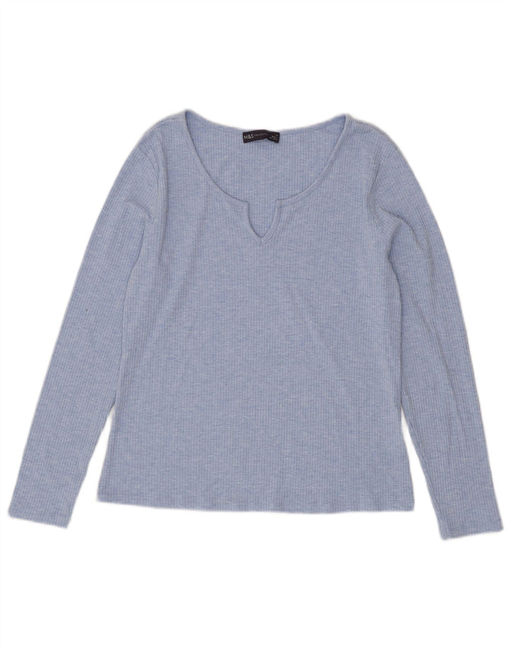 Top pentru femei Marks & Spencer cu mânecă lungă UK 14, mare, albastru, poliester