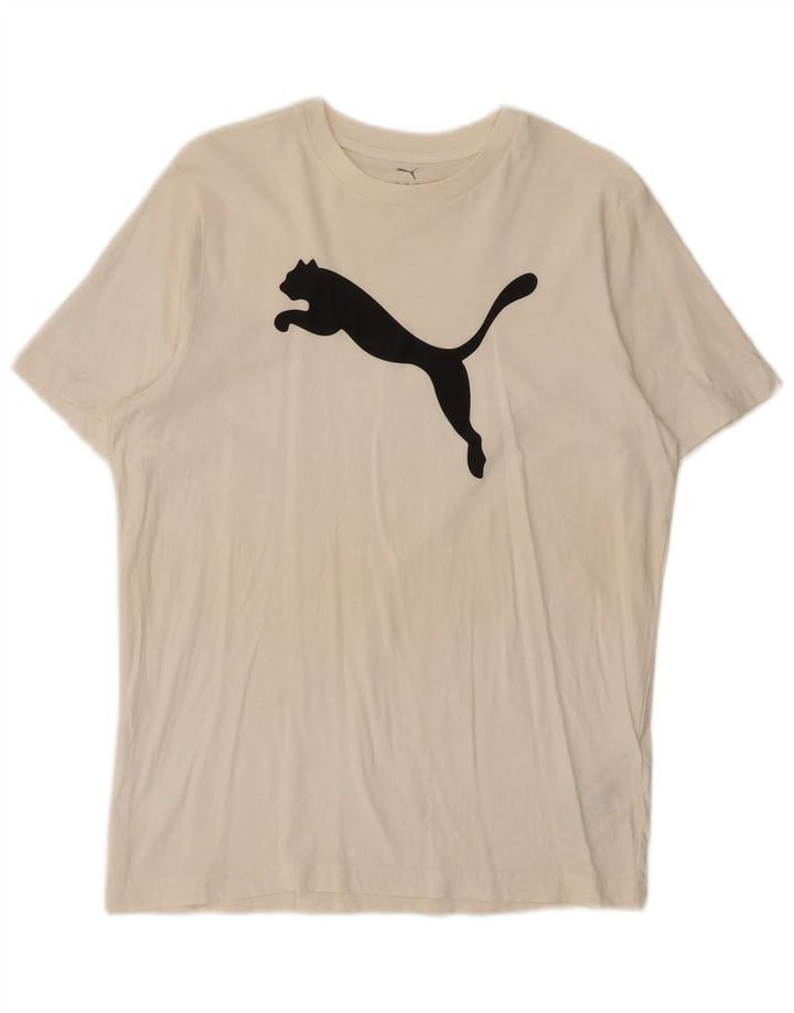 Tricou cu grafic Puma pentru bărbați Top, mediu, alb, bumbac