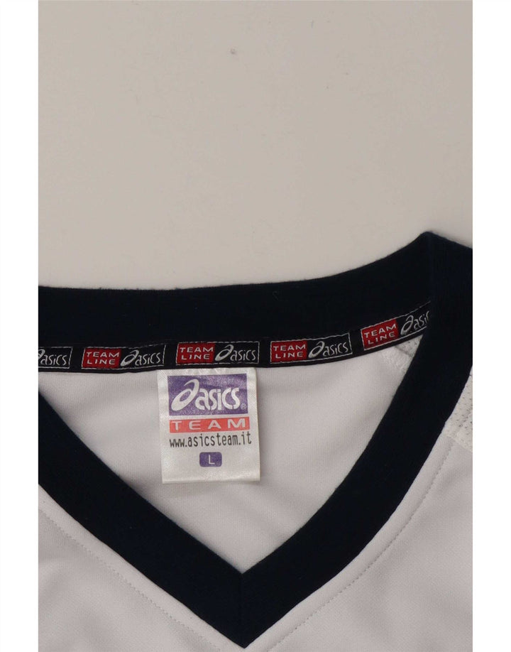 Tricou grafic Asics pentru bărbați Top mare, alb, din poliester color bloc