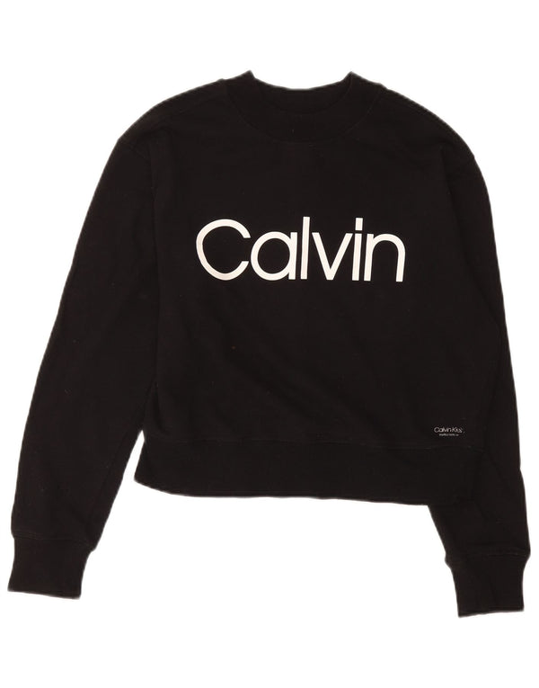 Pulover Calvin Klein pentru femei Crop Graphic Pulover UK 12 Medium Negru