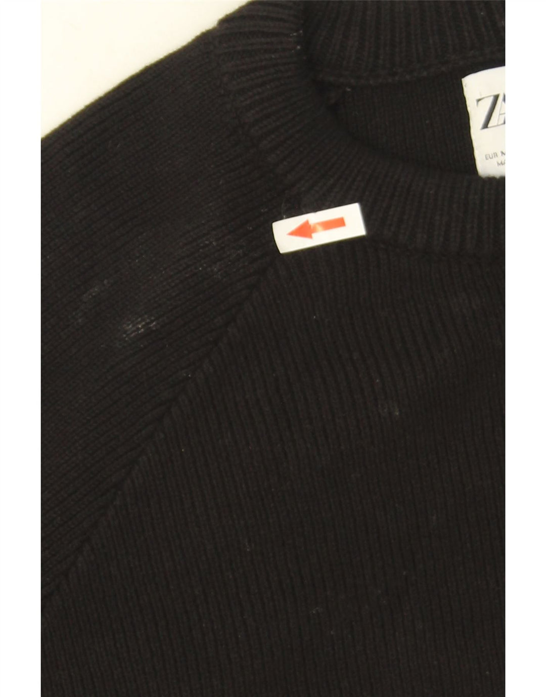 Pulover pentru bărbați Zara, cu gât crew, bumbac mediu negru