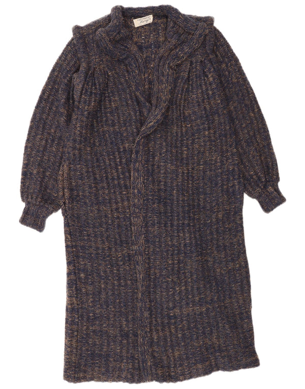 Pulover cardigan deschis cu paragate vintage pentru femei UK 16 mare bleumarin