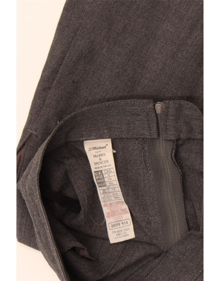 Fustă în formă de A pentru fete Marks & Spencer 11-12 ani W23 poliester gri