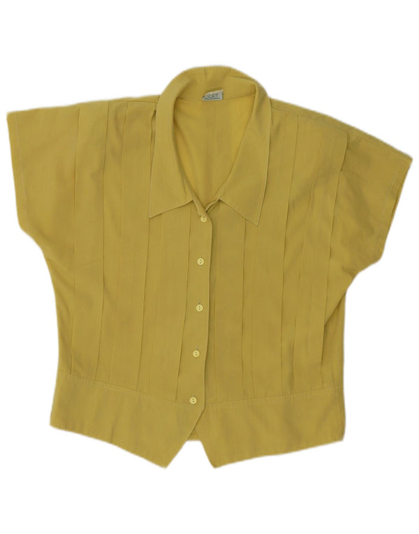 Bluză cămașă cu mânecă scurtă pentru femei vintage UK 16 mare galbenă