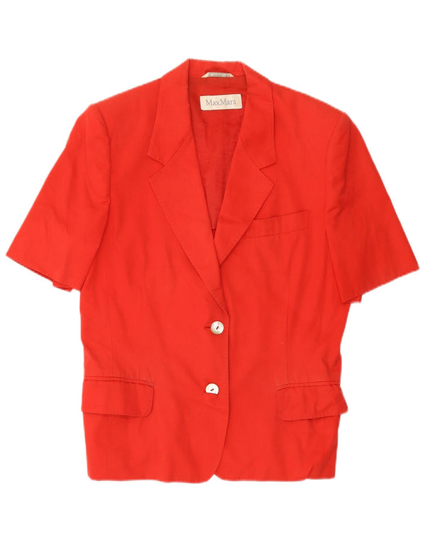 Blazer pentru femei Max Mara, cu 2 nasturi, cu maneci scurte, UK 14, bumbac rosu mare