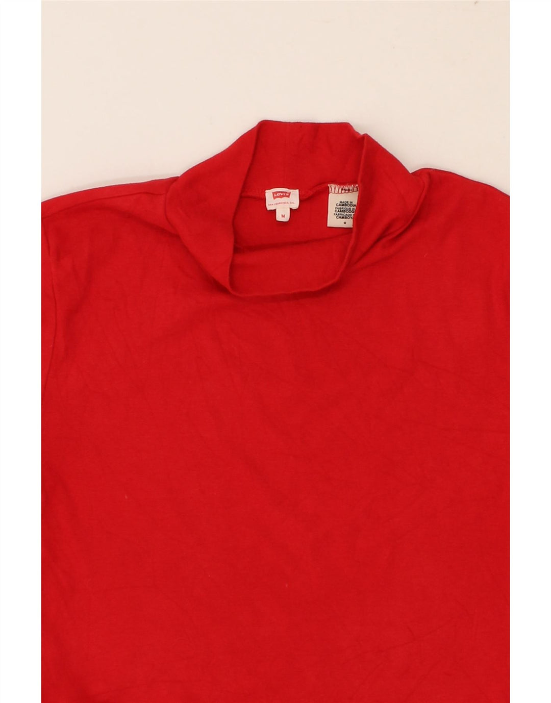 LEVI'S Womens Graphic Crop Sweatshirt Jumper UK 12 Medium Red Cotton Vintage Levi's and Second-Hand Levi's from Messina Hembry 