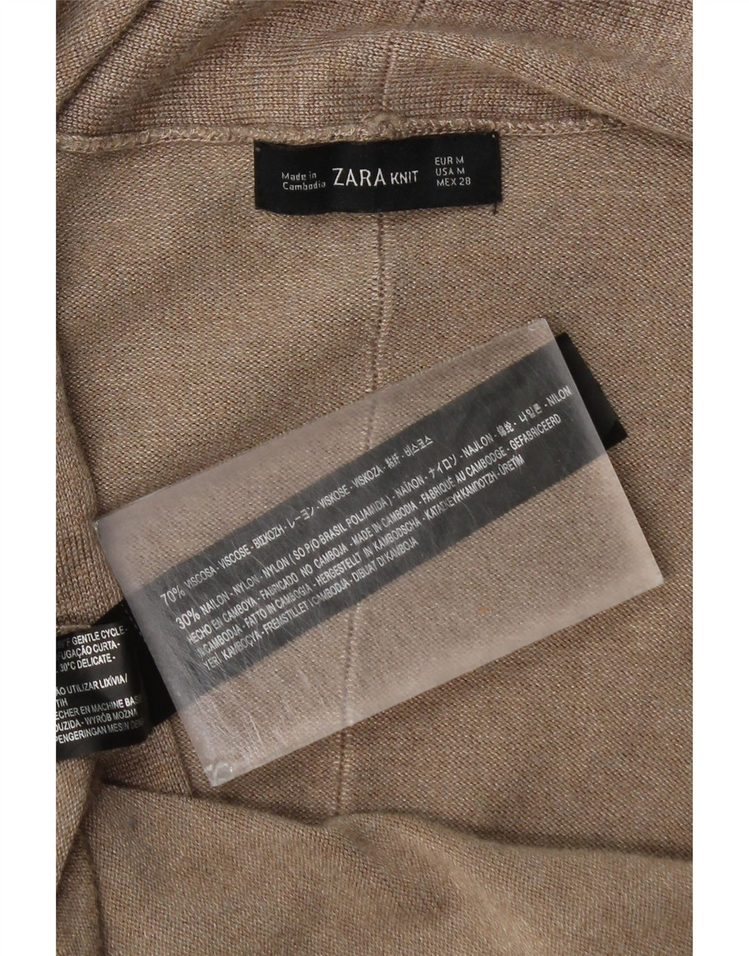 Pulover cardigan deschis pentru femei Zara UK 12 Medium Bej Viscoza