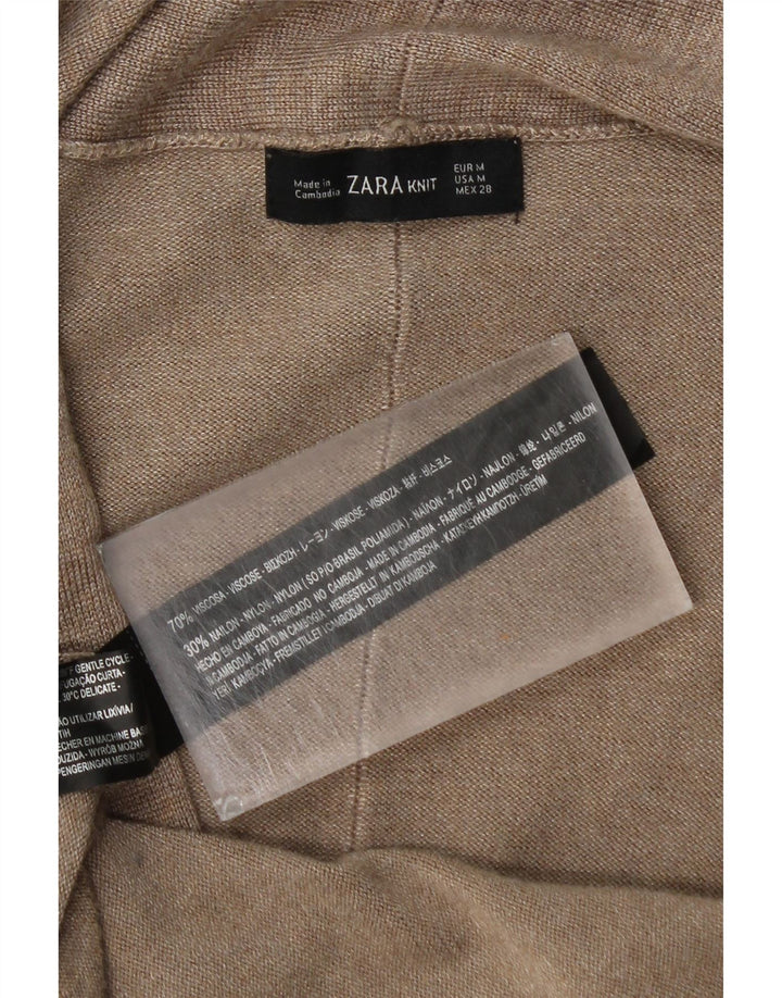 Pulover cardigan deschis pentru femei Zara UK 12 Medium Bej Viscoza