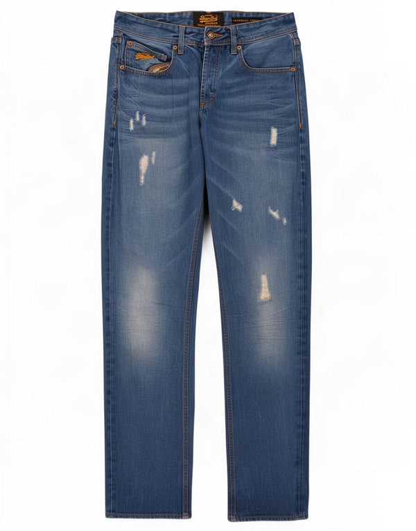 Blugi largi învechiți Copperfill Superdry pentru bărbați L32 L32, bumbac albastru