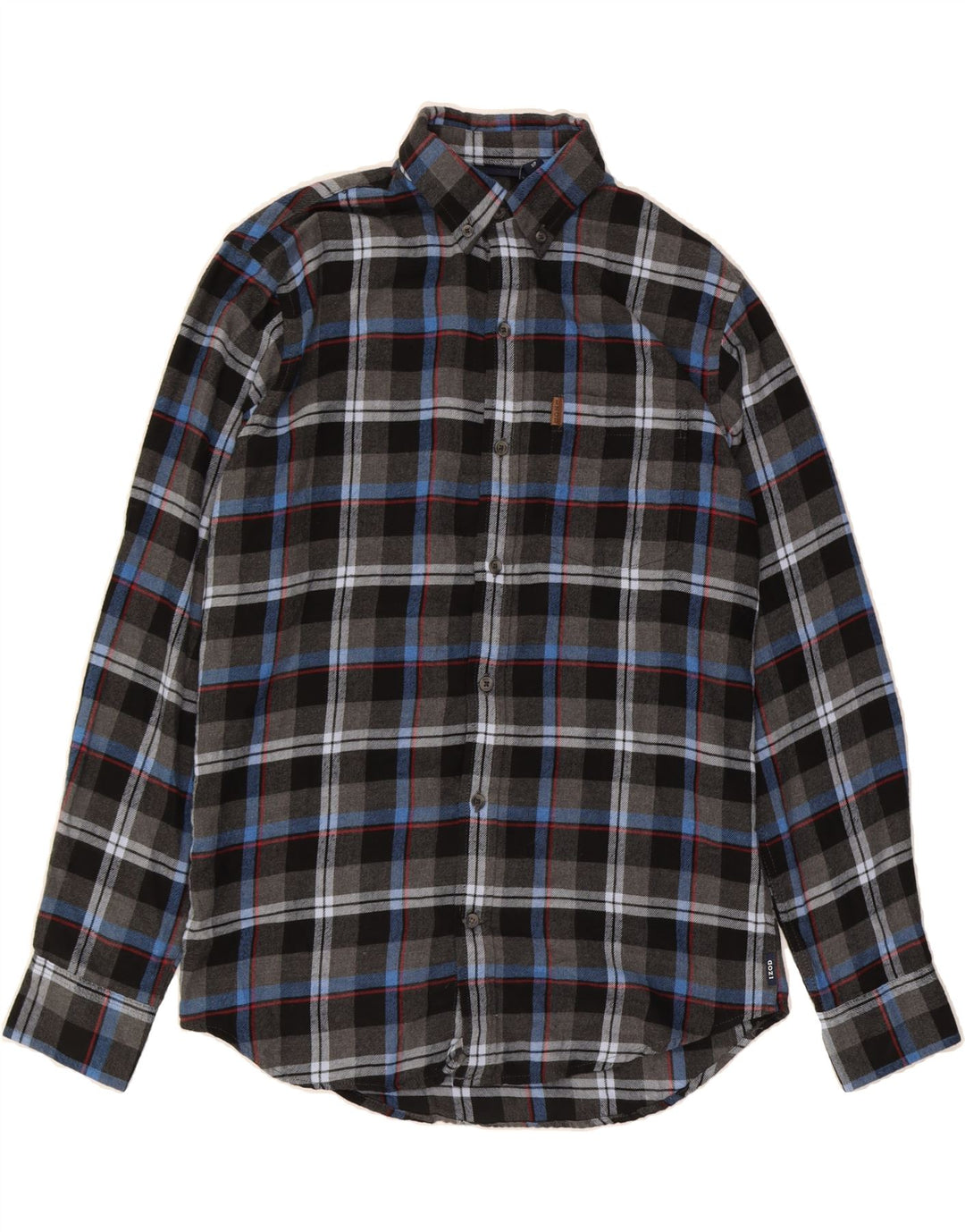 IZOD Mens Flannel Shirt Small Grey Check Cotton Vintage Izod and Second-Hand Izod from Messina Hembry 