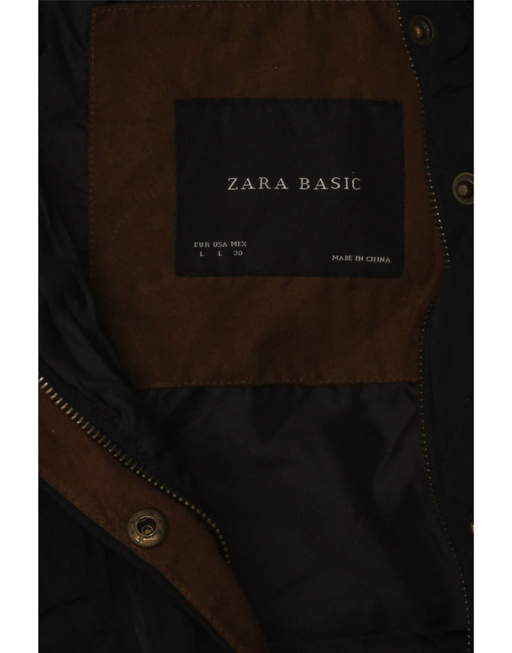 Gilet matlasat pentru femei Zara UK 14 mare, albastru marin, poliester color bloc
