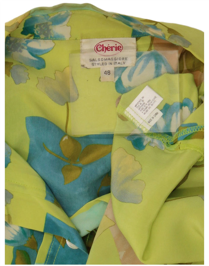 Bluză cămașă cu mânecă scurtă pentru femei CHERIE, IT 48 XL, verde, florală