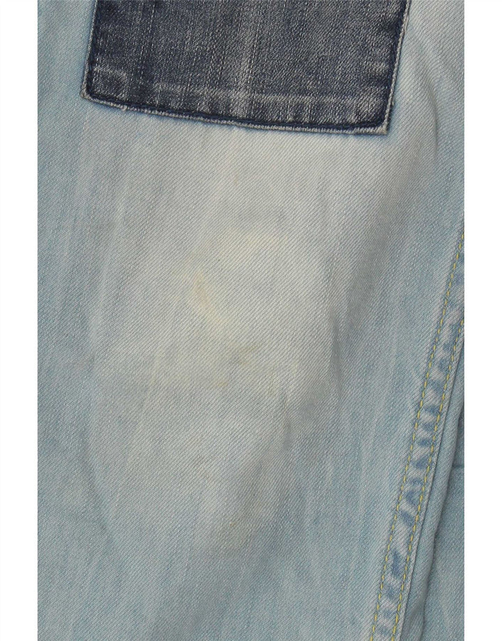 Banchi slim pentru femei Desigual W30 L28 Blue Patchwork Bumbac