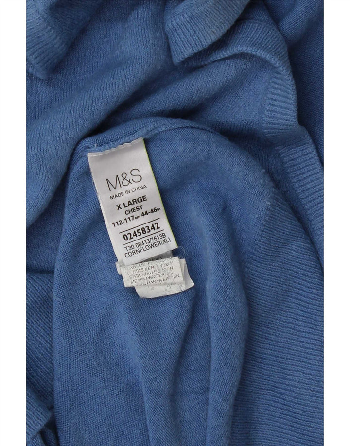 Marks & Spencer Mens Vest Tank Top XL Blue Acrylic