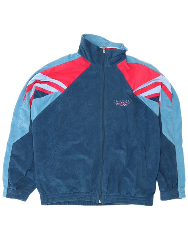 Jachetă de trening din velur Diadora pentru bărbați UK 44 XL Albastru Colorblock