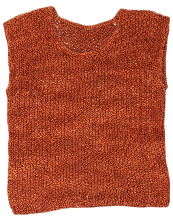 Vintage Womens Crochet Vest Tank Top UK 12 Medium Brown