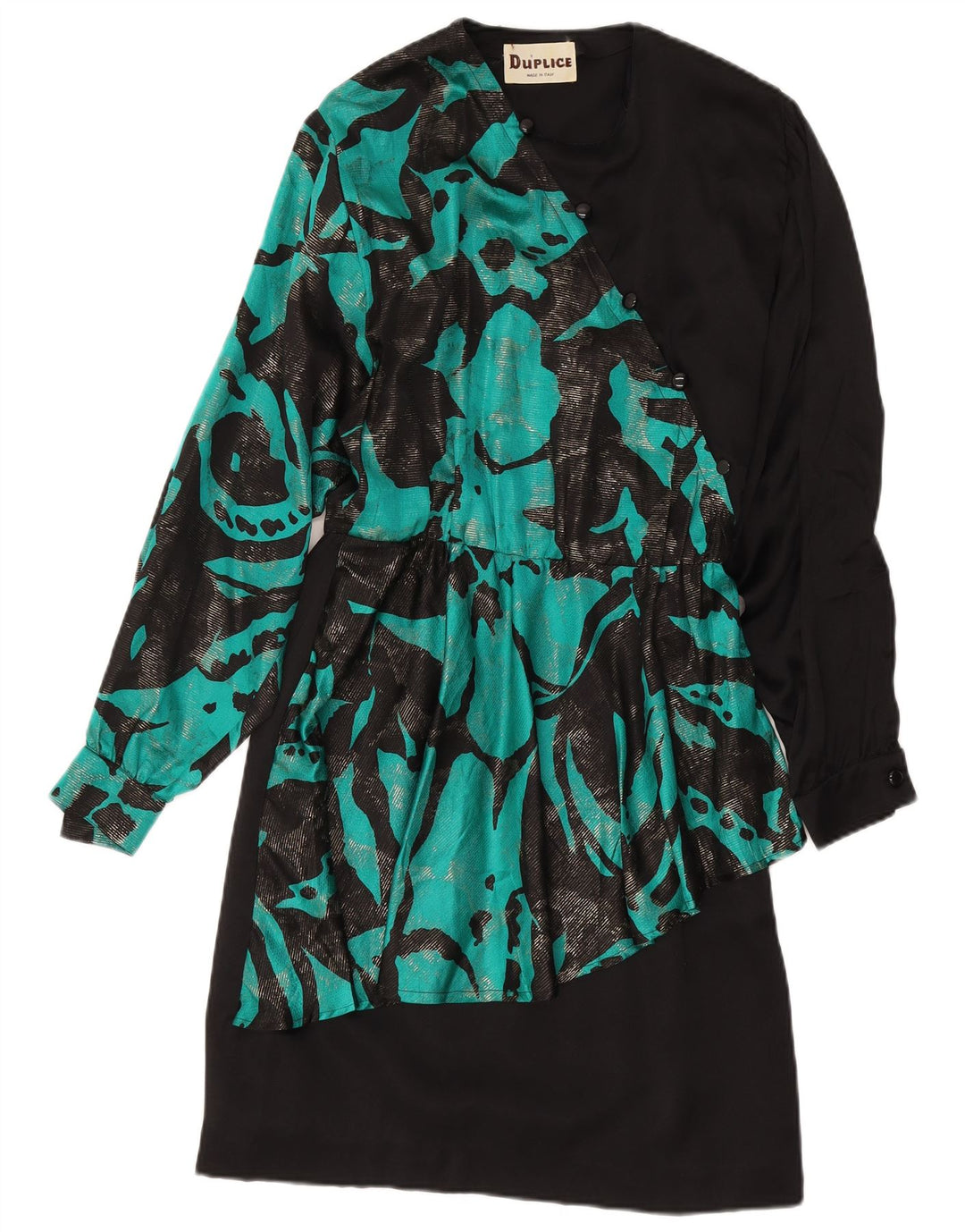 VINTAGE Womens Long Sleeve Basic Dress IT 44 Medium Black Floral
