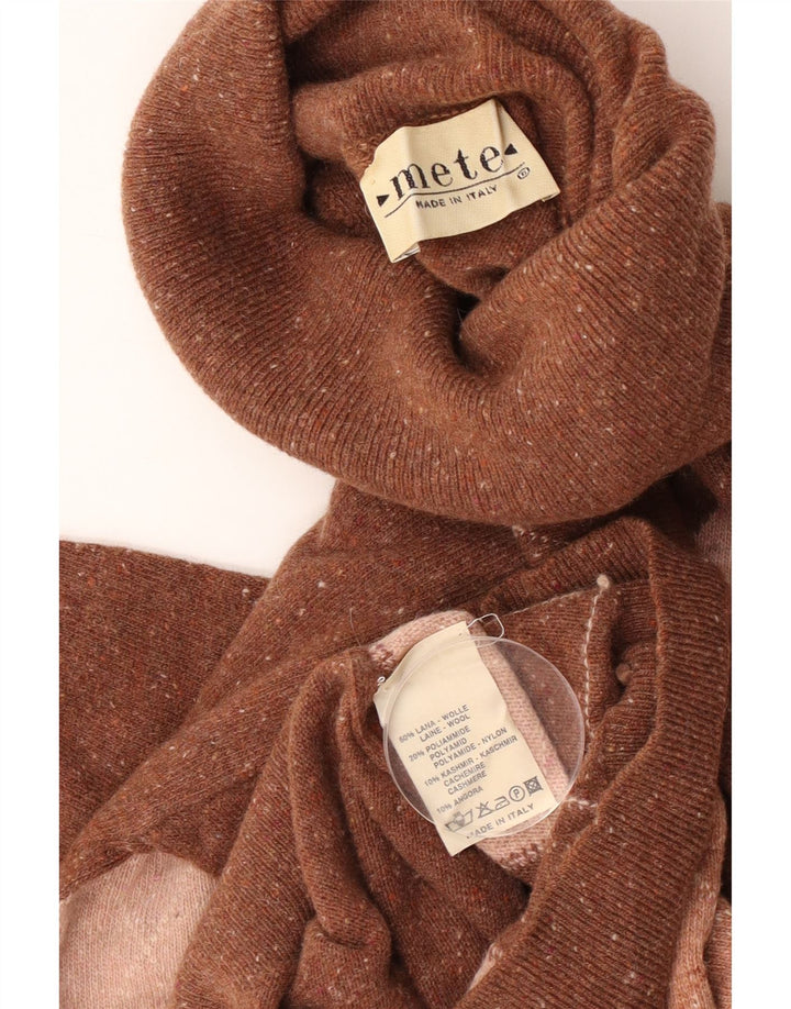 Pulover vintage pentru bărbați cu gât rulat, lână Argyle/Diamond, maro mediu