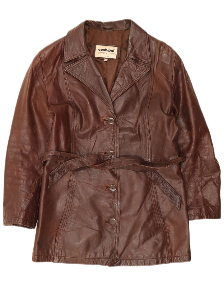 Jachetă de piele pentru femei Conbipel IT 42 din piele maro medie