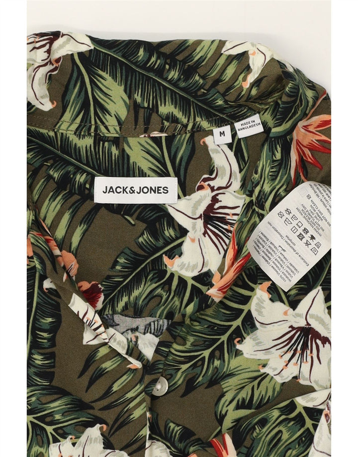 Cămașă cu mânecă scurtă pentru bărbați JACK & JONES Viscoză florală kaki medie