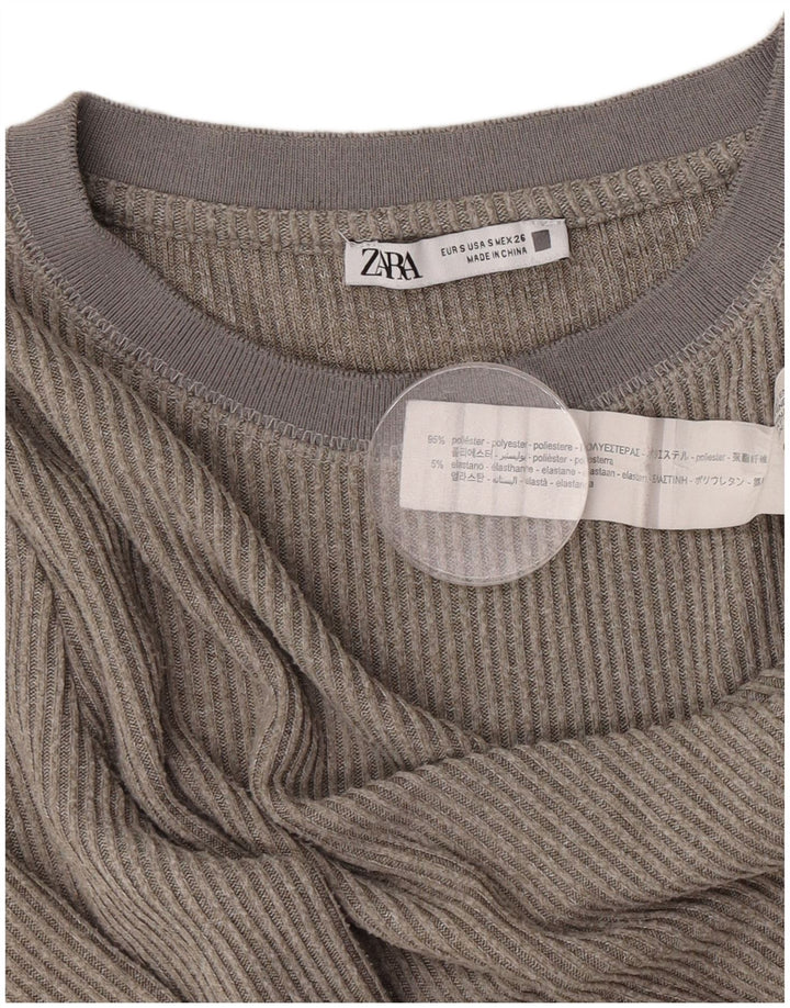 Top femeie Zara cu mânecă lungă UK 10 mic, gri, poliester
