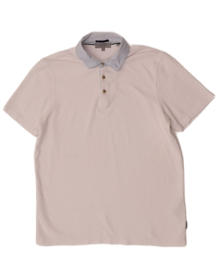 Tricou polo pentru bărbați Ted Baker Mărimea 3, mediu alb, viscoză